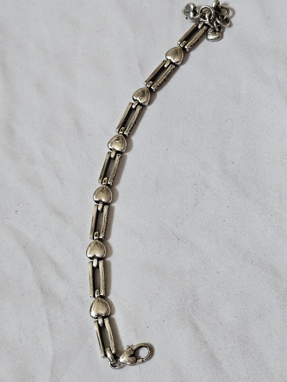 Brighton Pompeii Hearts Scrolled Bar Link Silver-Tone Bracelet